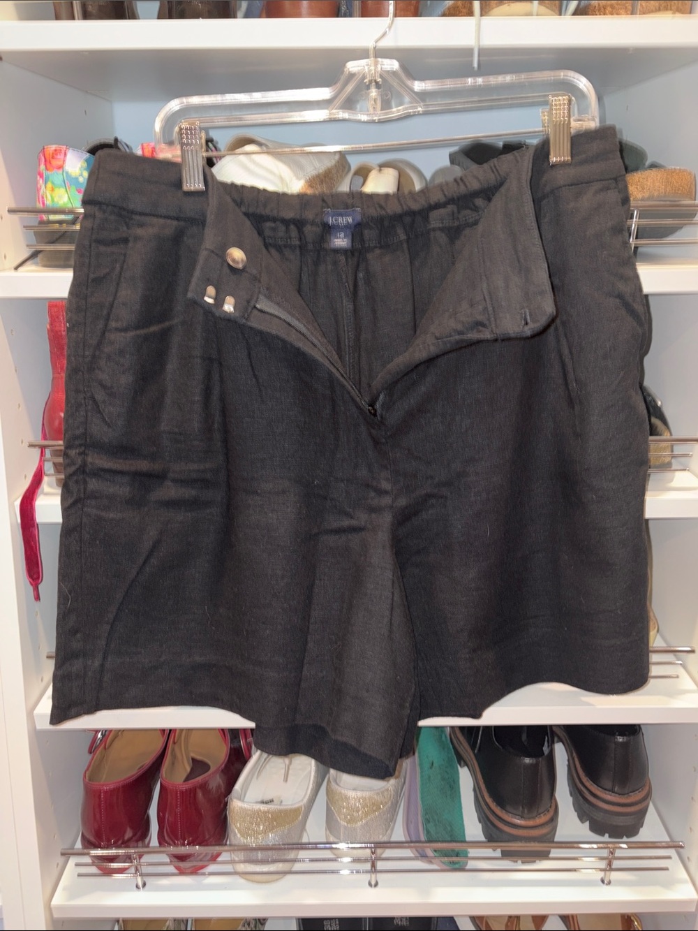 J. Crew Black Linen-Blend High-Rise Bermuda Shorts
